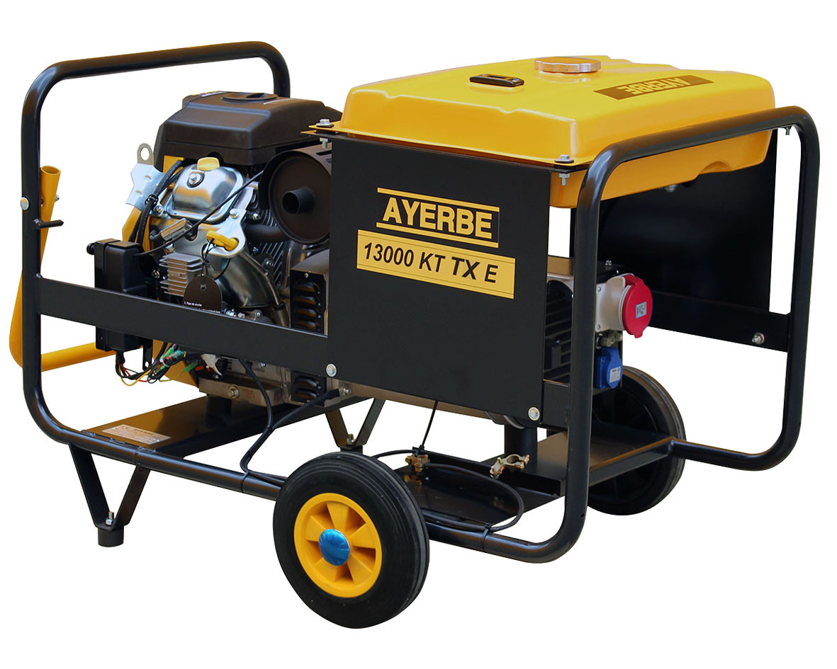 Groupe électrogène AY-13000-KT-TX-E - Triphasé 400V - Essence - 12.5 KVA 10 KW - Démarrage électrique - AYERBE