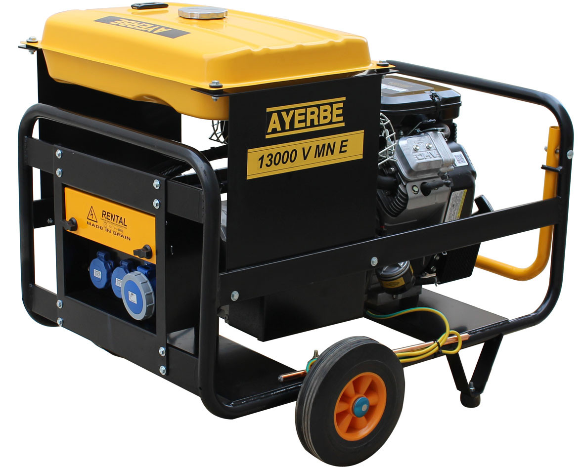 Groupe électrogène AY-13000-V-MN-E - AVR Monophasé 230V - Vauguard Essence - 9 KW 11.2 KVA - Démarrage électrique - AYERBE