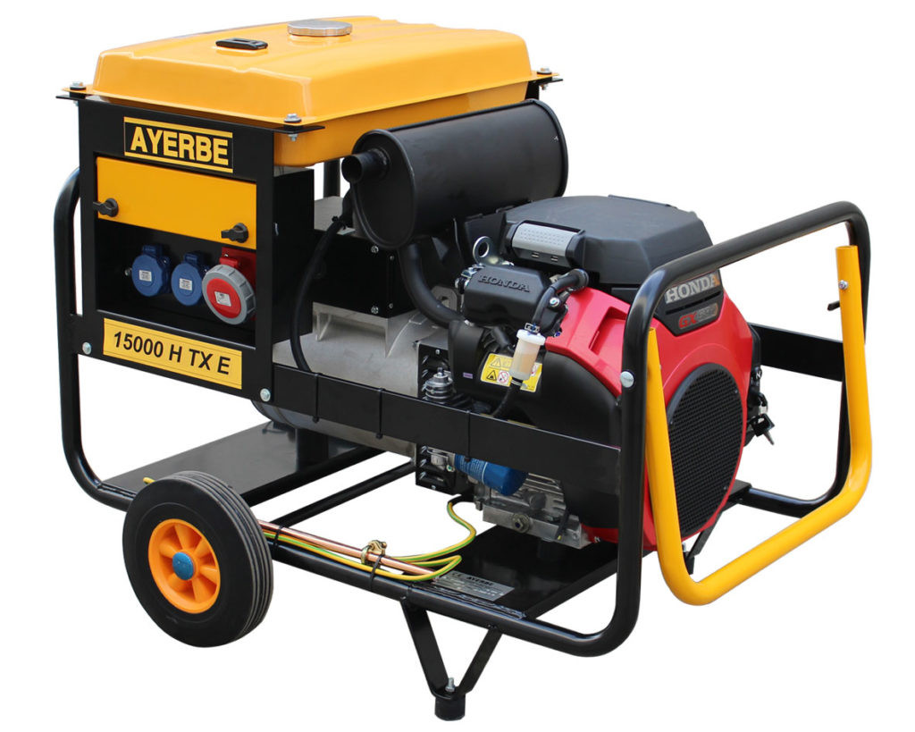 Groupe électrogène AY-15000-H-TX-E - Triphasé 400V - Honda GX essence - 15 KVA 12 KW - Démarrage électrique - AYERBE