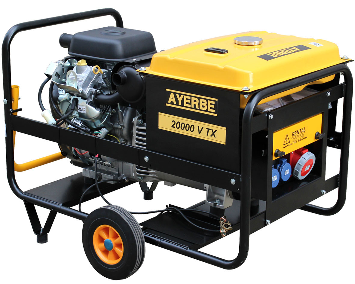 Groupe électrogène AY-20000-V-TX-E - Triphasé 400V - Vanguard essence - 20 KVA 18 KW - Démarrage électrique - AYERBE