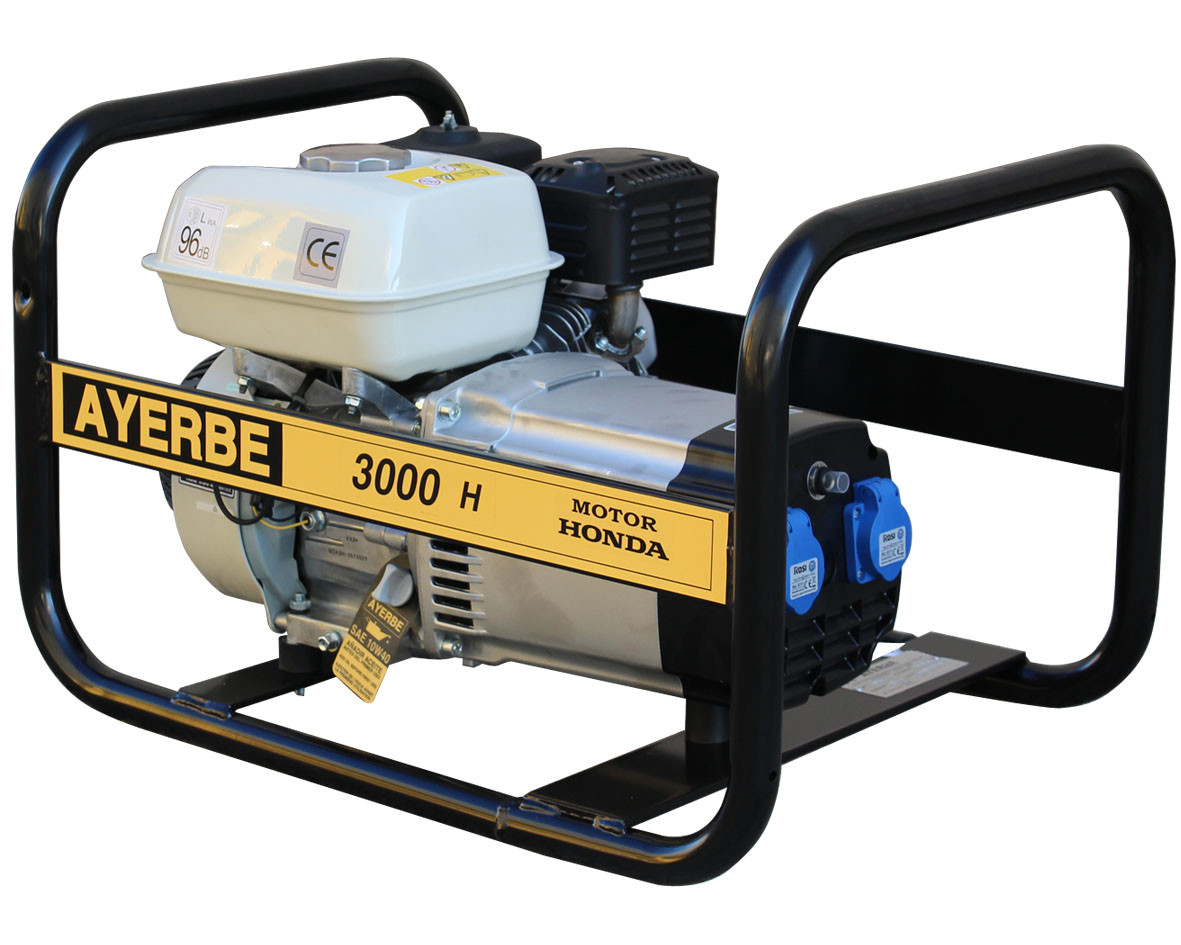 Groupe électrogène AY-3000-H-MN - Monophasé 230V - Honda essence - 3 KVA 2.2 KW - Démarrage manuel - AYERBE
