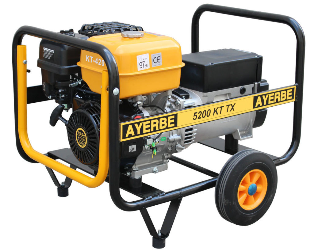 Groupe électrogène AY-5200-KT-TX - Triphasé 400V - Essence - 5 KVA 4.2 KW - Démarrage manuel - AYERBE
