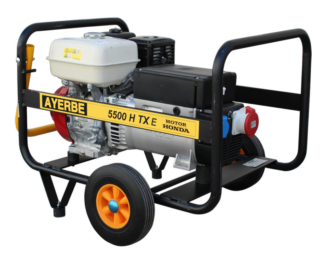 Groupe électrogène AY-5500-H-TX-E - Triphasé 400V - Honda GX essence - 5.5 KVA 4.4 KW - Démarrage électrique - AYERBE