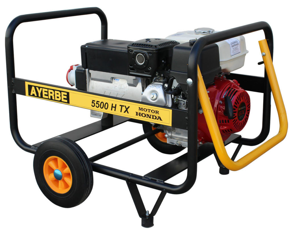 Groupe électrogène AY-5500-H-TX - Triphasé 400V - Honda GX essence - 5.5 KVA 4.2 KW - Démarrage manuel - AYERBE