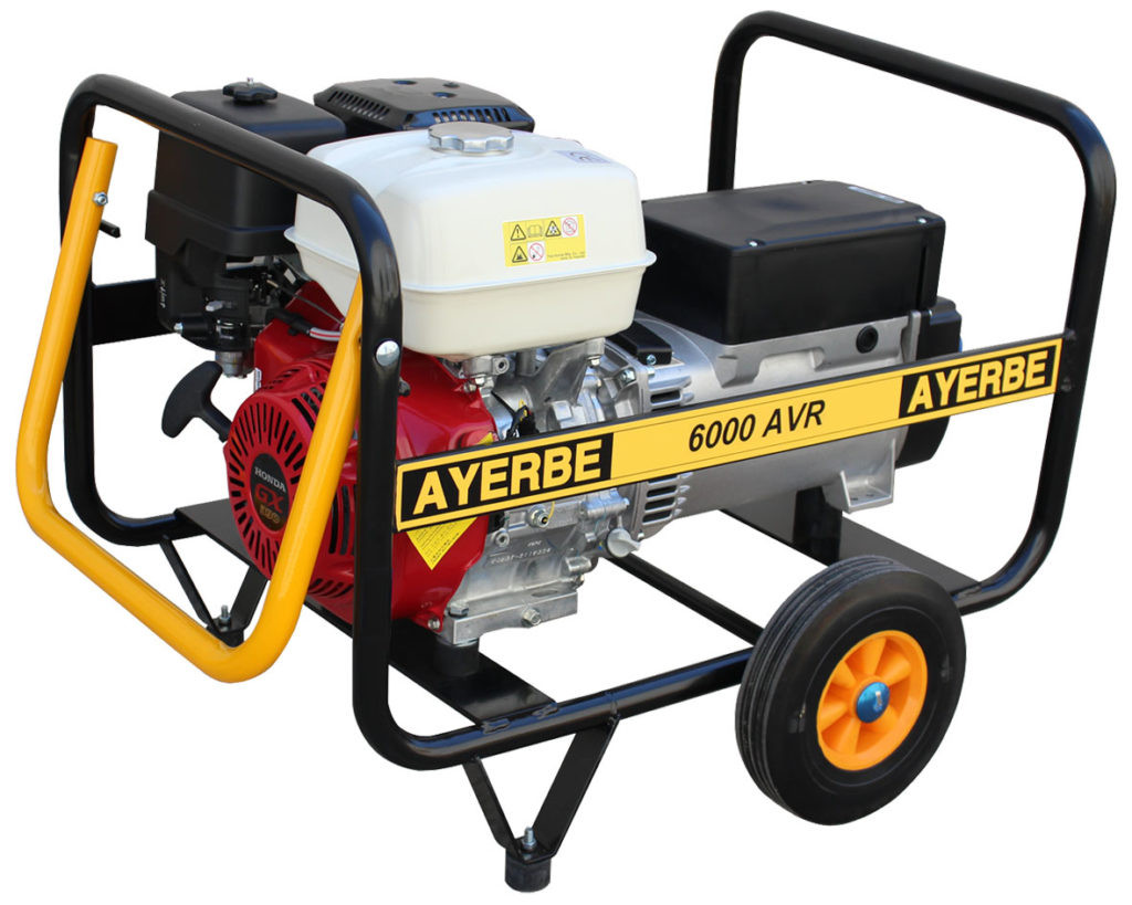 Groupe électrogène AY-6000-H-AVR - Monophasé 230V - Honda GX Essence - 5.6 KW 7 KVA - Démarrage manuel - AYERBE