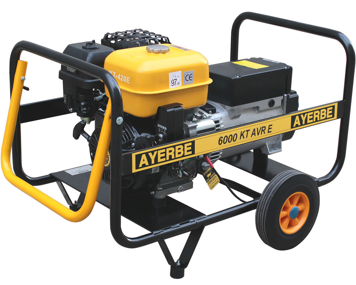 Groupe électrogène AY-6000-KT-MN-AVR-E - Monophasé 230V - Essence - 5.6 KW 7 KVA - Démarrage électrique - AYERBE