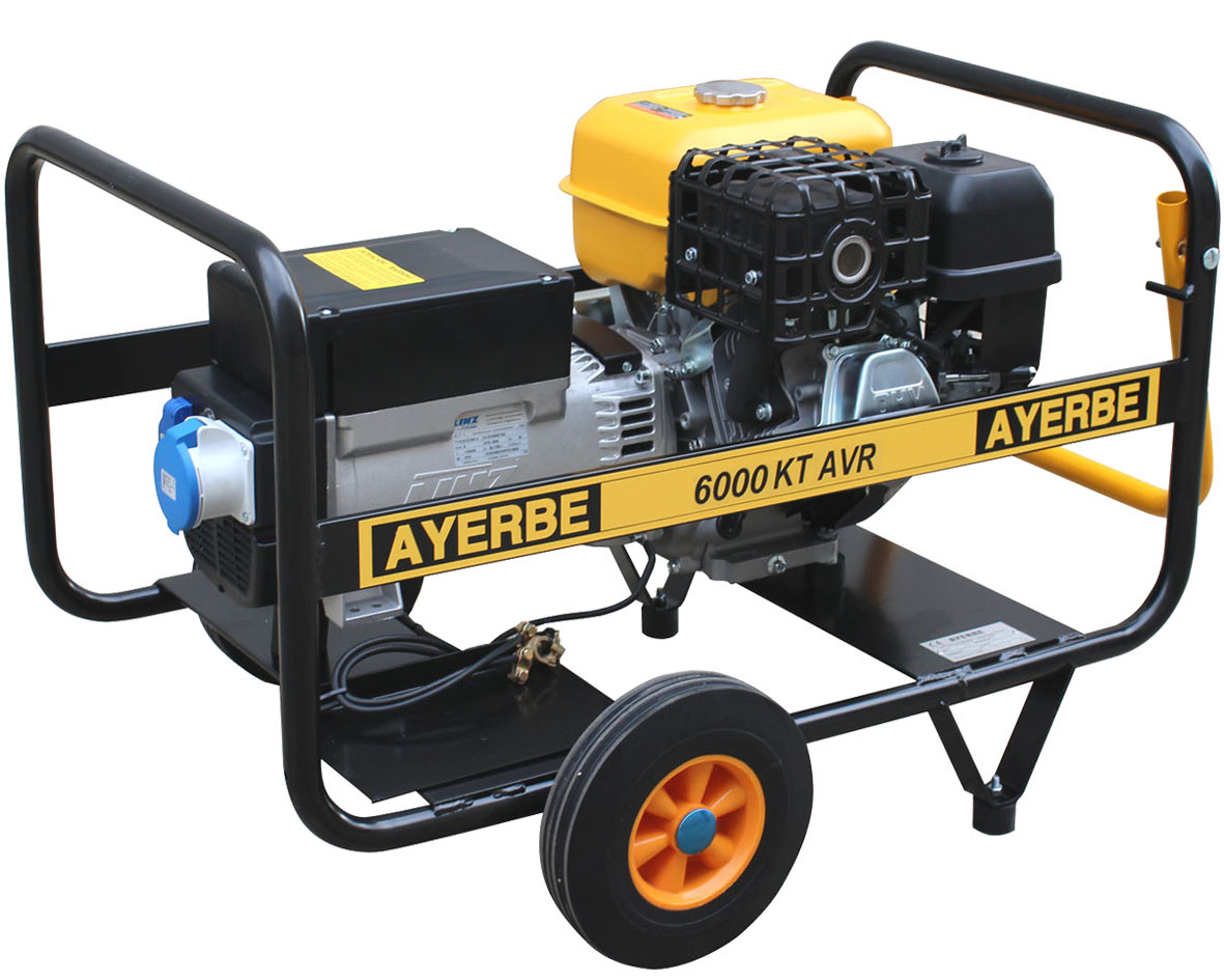 Groupe électrogène AY-6000-KT-MN-AVR - Monophasé 230V - Essence - 5.6 KW 7 KVA - Démarrage manuel - AYERBE