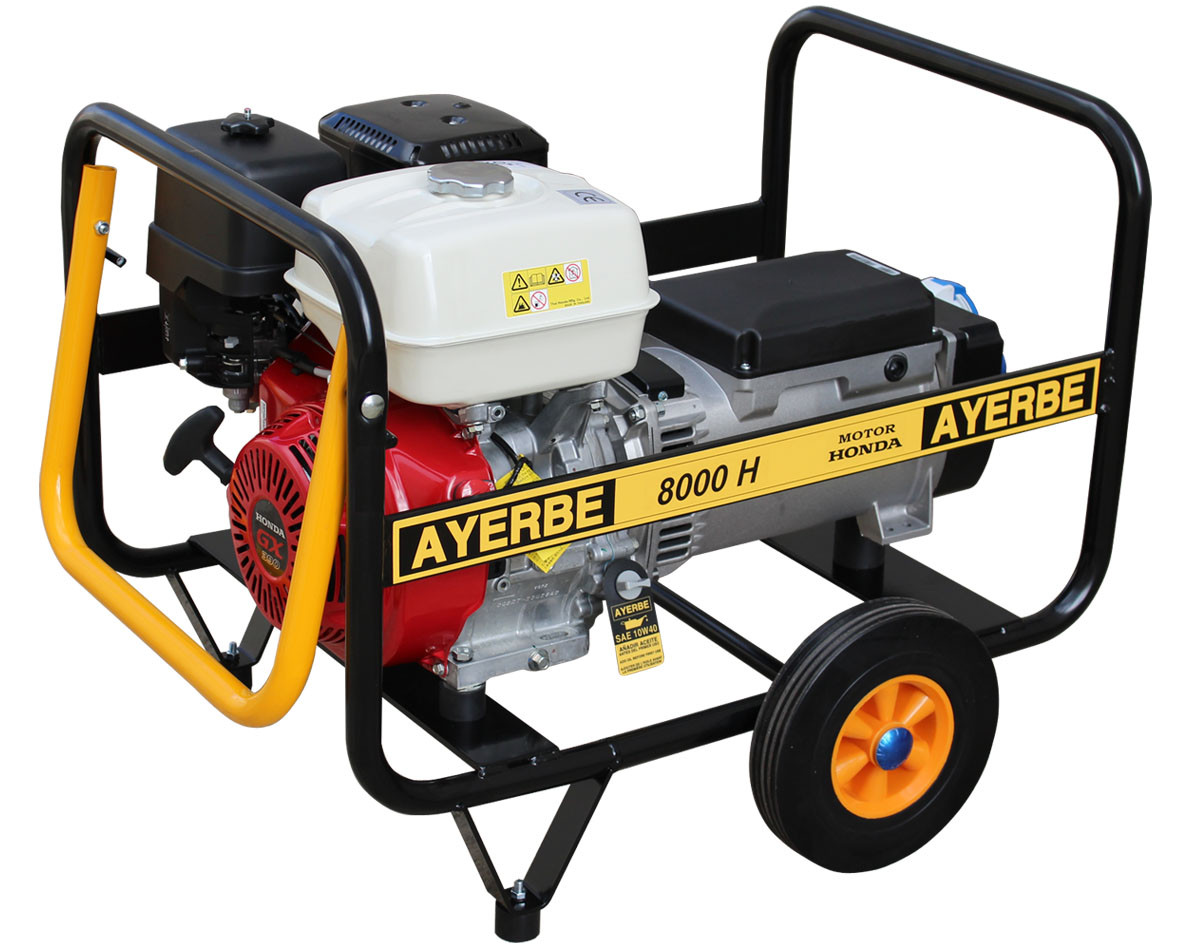 Groupe électrogène AY-8000-H-MN - Monophasé 230V - Honda GX essence - 8 KVA 6.4 KW - Démarrage manuel - AYERBE