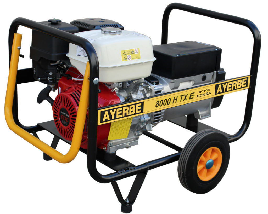 Groupe électrogène AY-8000-H-TX-E - Triphasé 400V - Honda GX essence - 8 KVA 6.4 KW - Démarrage électrique - AYERBE