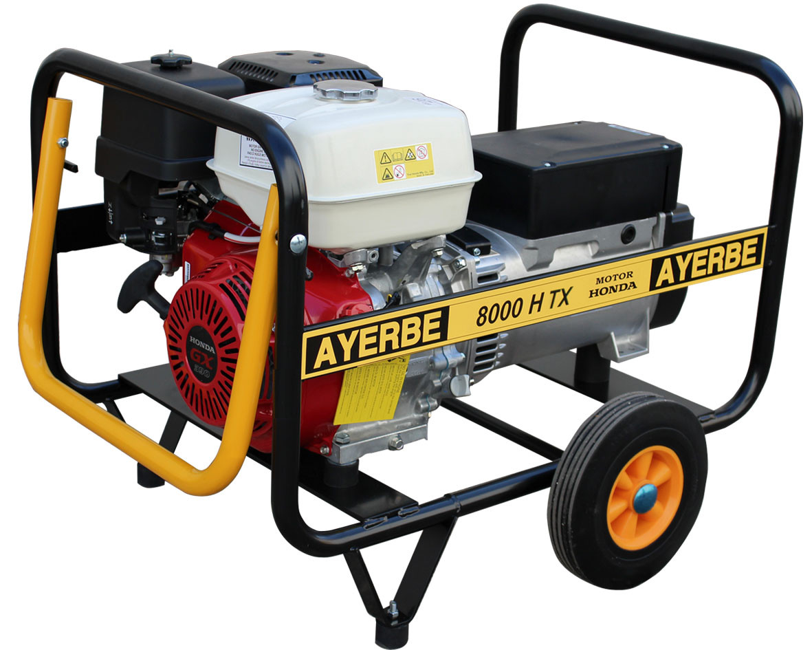 Groupe électrogène AY-8000-H-TX - Triphasé 400V - Honda GX essence - 8 KVA 6.4 KW - Démarrage manuel - AYERBE