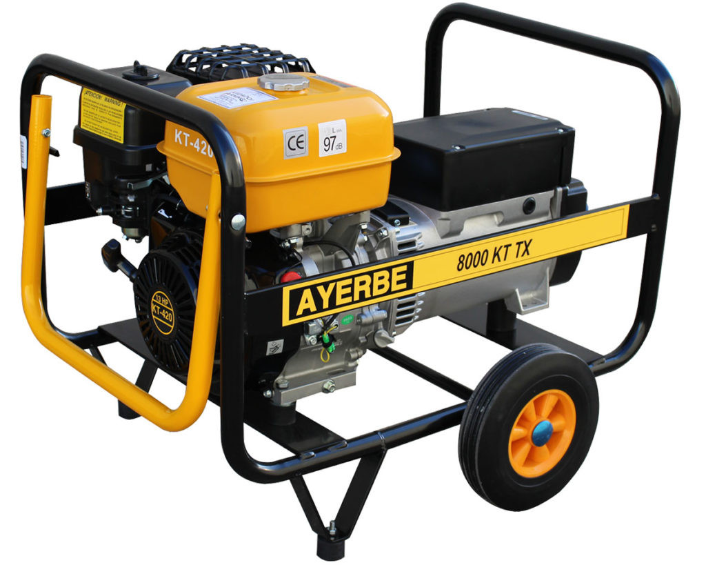 Groupe électrogène AY-8000-KT-TX - Triphasé 400V - Essence - 8 KVA 6.4 KW - Démarrage manuel - AYERBE