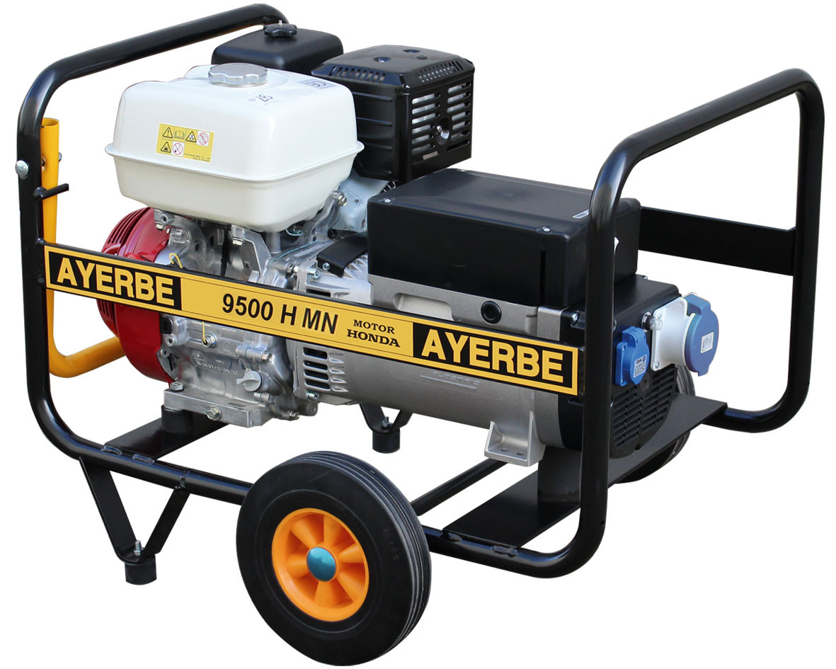 Groupe électrogène AY-9500-H-MN-E - Monophasé 230V - Honda GX essence - 9.5 KVA 7 KW - Démarrage électrique - AYERBE