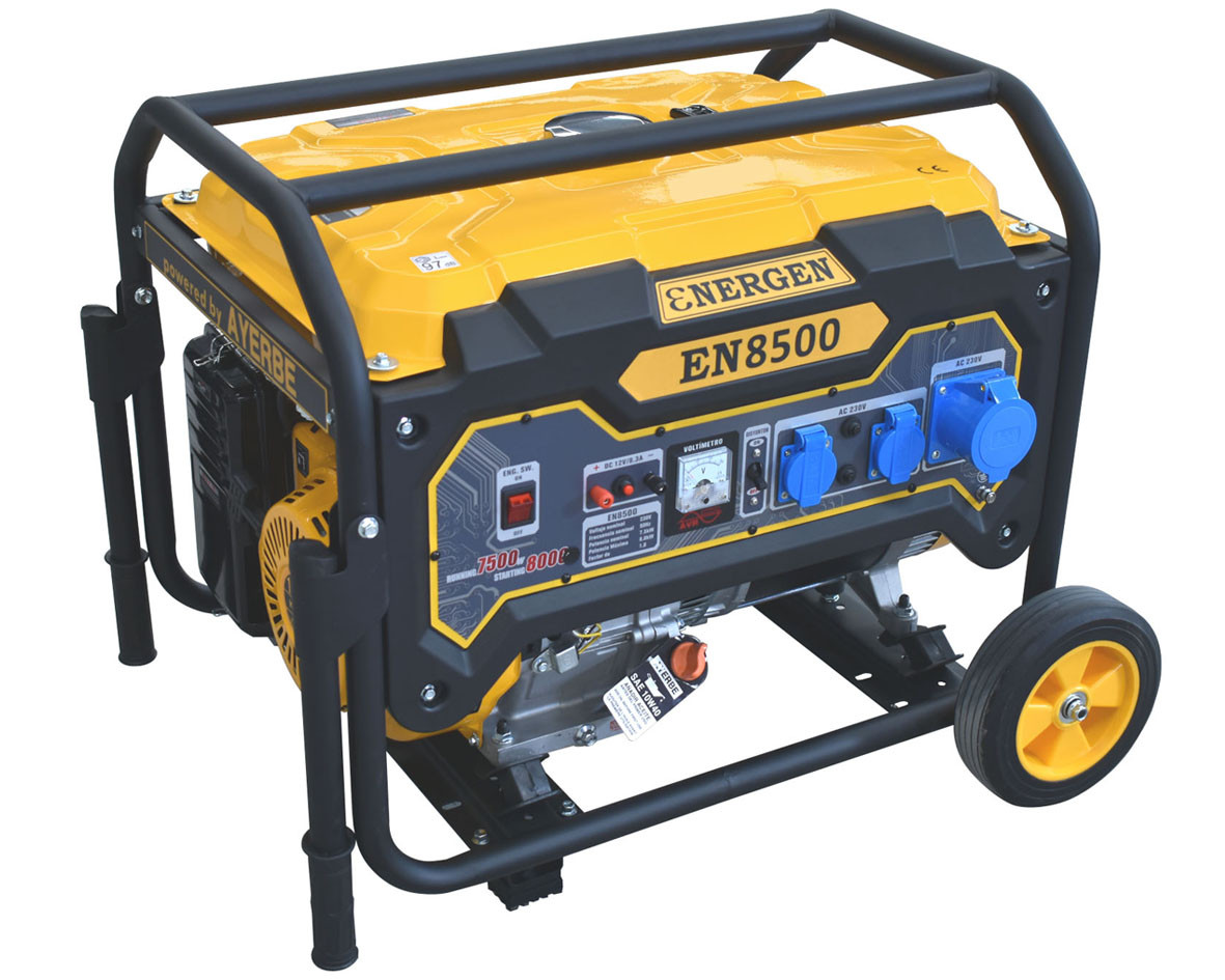 Groupe électrogène AY-EN-8500-E - AVR - Monophasé 230V - Essence - 7.8 KW 9.7 KVA - Démarrage électrique - AYERBE