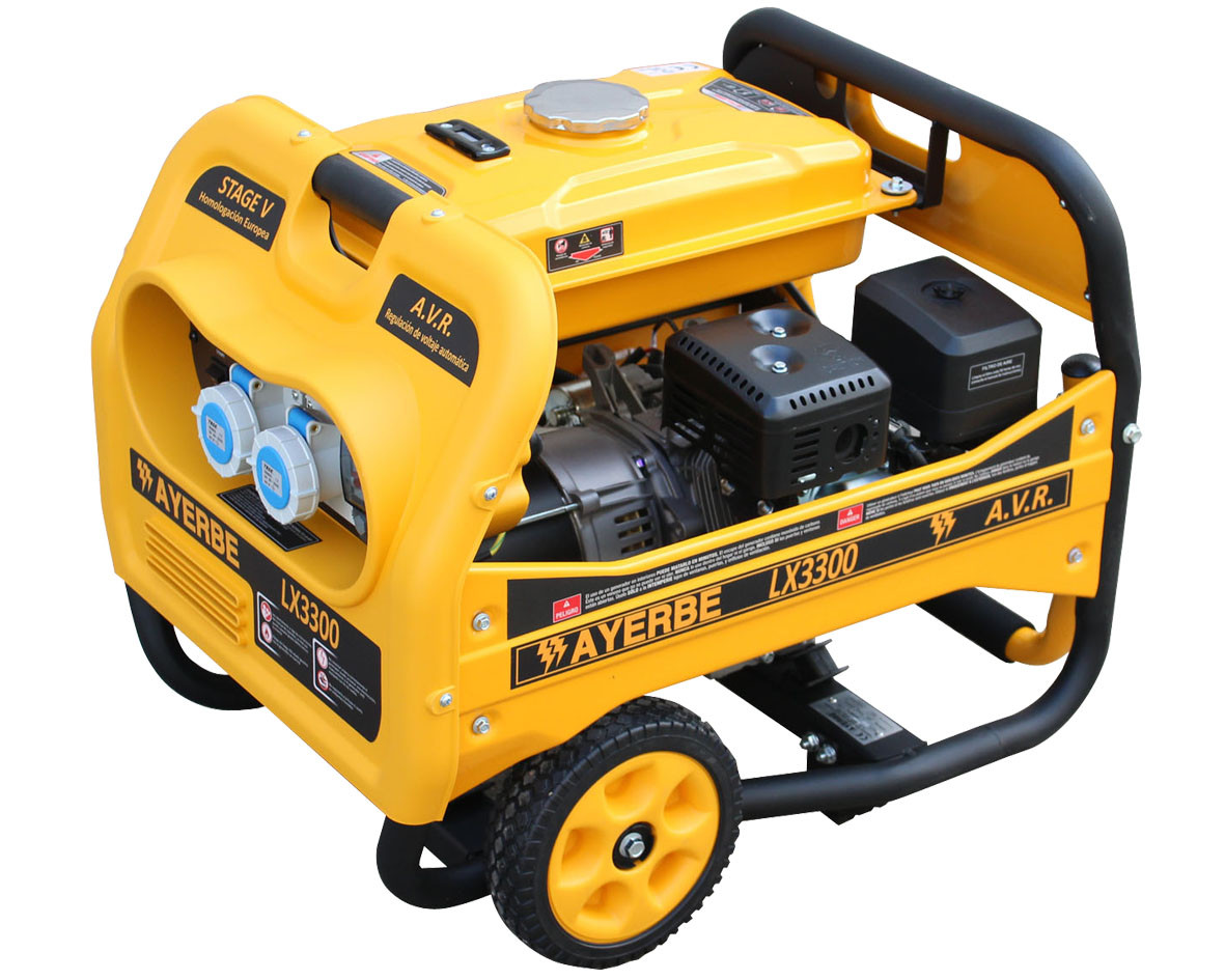 Groupe électrogène AY-LX-3300 AVR - Monophasé 230V - Essence - 3.3 KW 4.1 KVA - Démarrage manuel - AYERBE