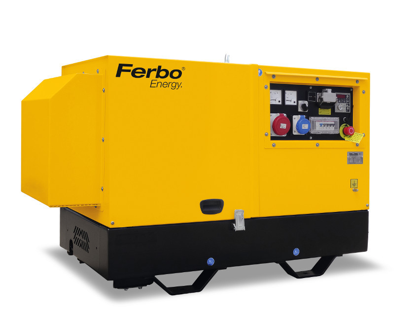 Groupe électrogène insonorisé FE12000-ST-LDE - Diesel - 400V - 11 kVA (8.8 kW) - 73 dB(A) - Démarrage électrique - FERBO