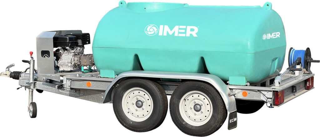 Nettoyeur haute-pression HPSTAR 200-21R sur remorque avec citerne - 200 Bar - 2000 Litres - IMER FRANCE