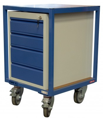 Servante atelier 1 plateau bois 600 x 600 mm 4 tiroirs - Charge utile 400 kg - FIMM