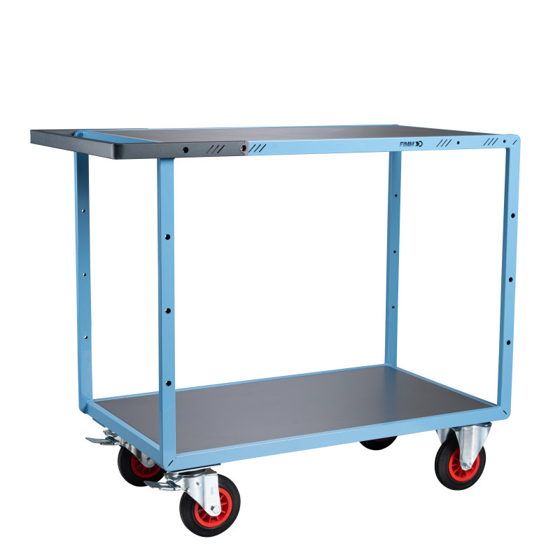 Servante mécano-soudée 2 plateaux tôle galva - 1000 x 600 mm - roues CC - Charge utile 400 kg - FIMM