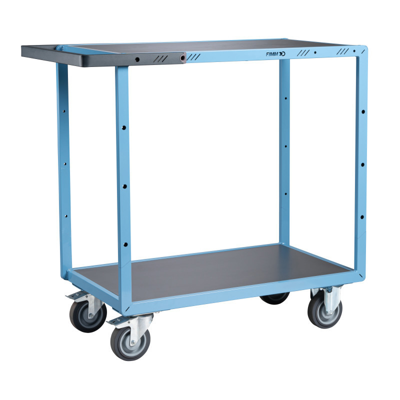 Servante mécano-soudée 2 plateaux tôle galva - 1000 x 600 mm - roues TPE - Charge utile 250 kg - FIMM