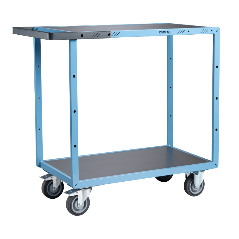 Servante mécano-soudée 2 plateaux tôle galva - 850 x 500 mm - roues CC - Charge utile 400 kg - FIMM