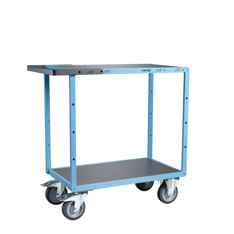 Servante mécano-soudée 2 plateaux tôle galva - 850 x 500 mm - roues TPE - Charge utile 400 kg - FIMM