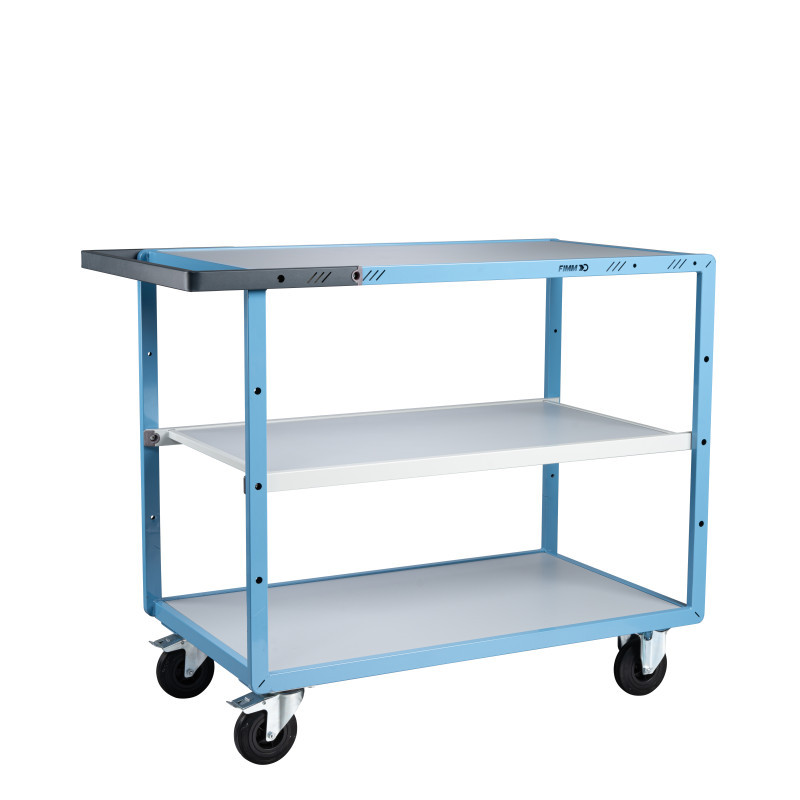 Servante mécano-soudée 3 plateaux mélaminés - 1000 x 600 mm - roues CC - Charge utile 250 kg - FIMM