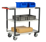 Servante mécano-soudée 3 plateaux mélaminés - 850 x 500 mm - roues CC - Charge utile 250 kg - FIMM