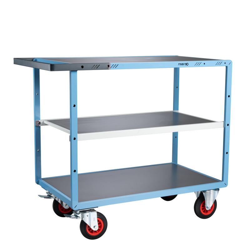 Servante mécano-soudée 3 plateaux tôle galva - 1000 x 600 mm - roues CC - Charge utile 400 kg - FIMM