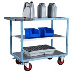 Servante mécano-soudée 3 plateaux tôle galva - 1000 x 600 mm - roues CC - Charge utile 400 kg - FIMM