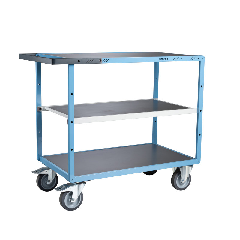 Servante mécano-soudée 3 plateaux tôle galva - 1000 x 600 mm - roues TPE - Charge utile 400 kg - FIMM