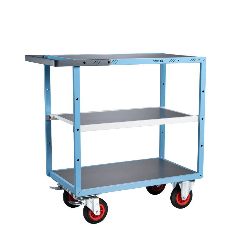 Servante mécano-soudée 3 plateaux tôle galva - 850 x 500 mm - roues CC - Charge utile 400 kg - FIMM