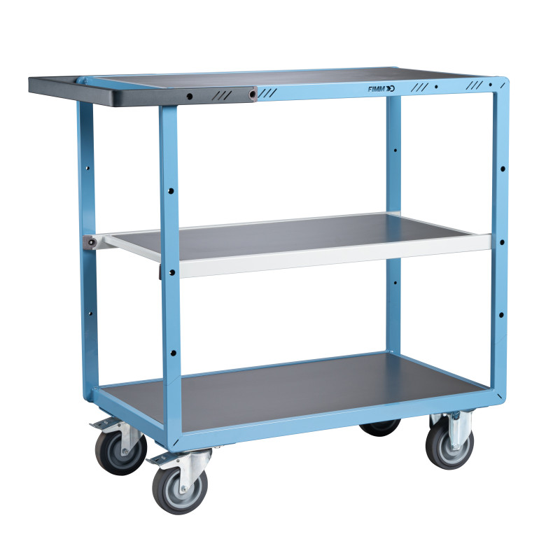 Servante mécano-soudée 3 plateaux tôle galva - 850 x 500 mm - roues TPE - Charge utile 250 kg - FIMM