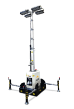 Tour d'éclairage fixe TAU-L-4X160 - 4 LED 160W, 3500 m², H 9.5m, levage manuel - AURORA