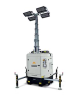 Tour d'éclairage Hybride fixe GAMMA H-L4X160-L - 4 LED 160W 3000 m², GE diesel 1500 rpm, H 8.5m levage Hydraulique - AURORA