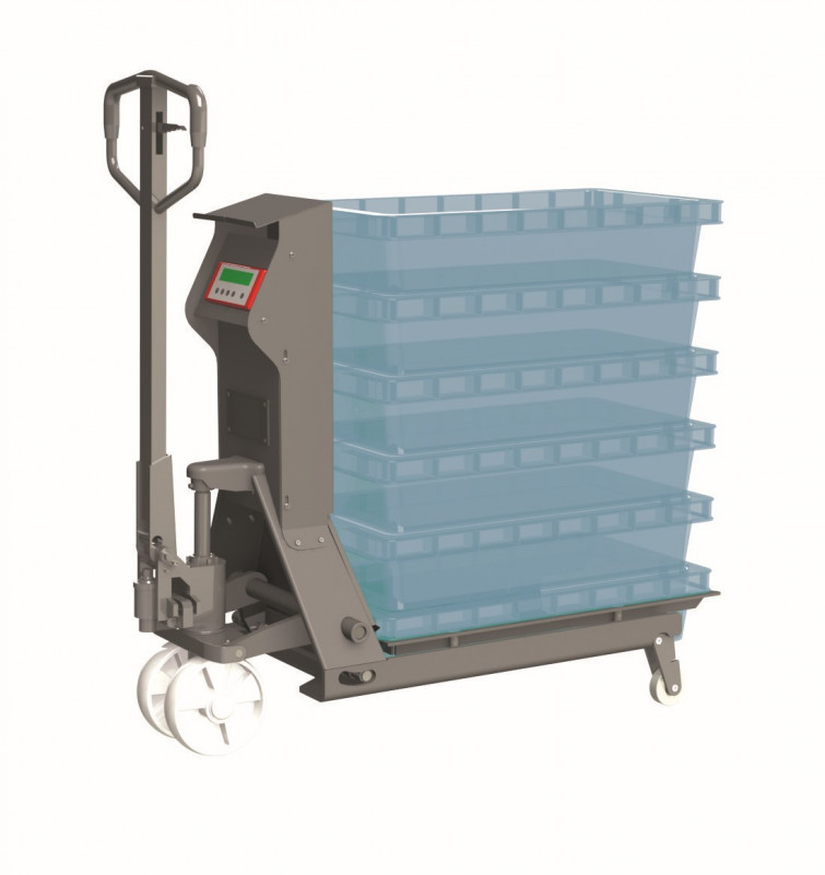 Transpalette manuel peseur galva pour bacs 30/60 L - Charge utile 500 kg - FIMM